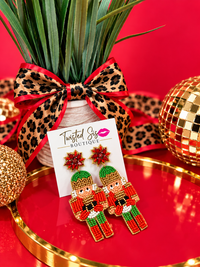 Nutcracker beaded earrings red