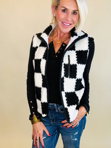  Snowfall checkered sherpa vest