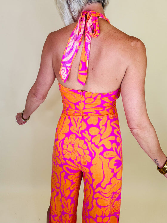 Sunset sizzle halter jumpsuit