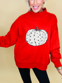 Polka dot pumpkin mock neck top