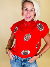 Touchdown cozy sweater- red