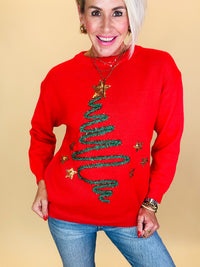 Tickled for christmas tinsel sweater