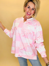 Riley pullover pink patchwork