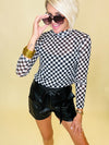 Trendy at tailgate checkered mesh top