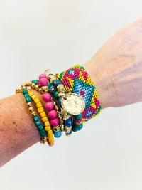 7 strand vibrant bead stretch bracelet/ 2 colors