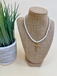 Grace & gold cross necklace