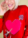 Cross my heart chenille patch pullover