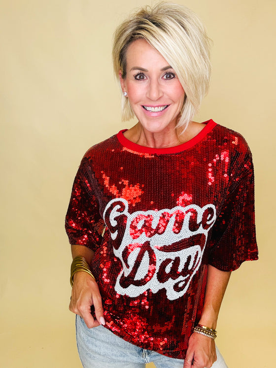 Sequin game day top