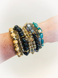9 set stretch bracelet turquoise and black