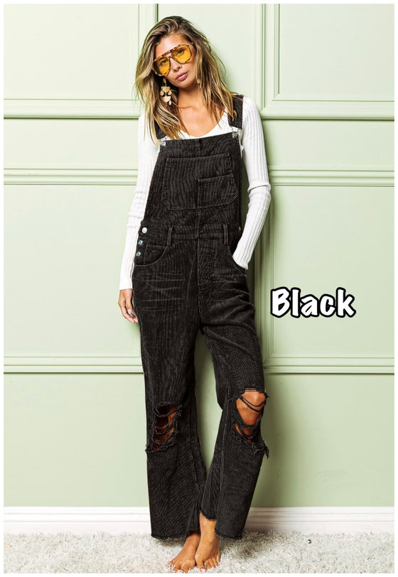 Preorder ships mid November/ The denny distressed corduroy overalls