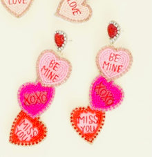  3 Hearts candy earrings