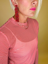 Game day beaded earrings- red/ black