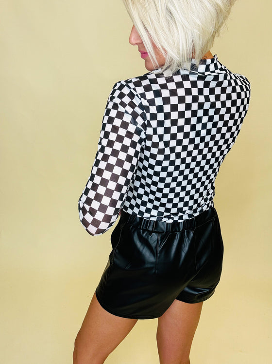 Trendy at tailgate checkered mesh top