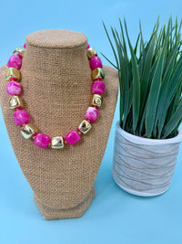 Pink paradise beaded necklace