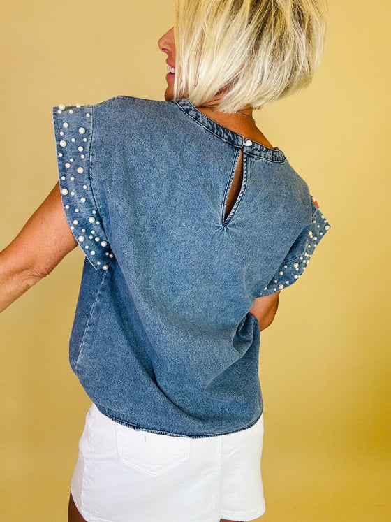 Firework fling denim top