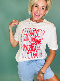 Loves Jesus & America too tee