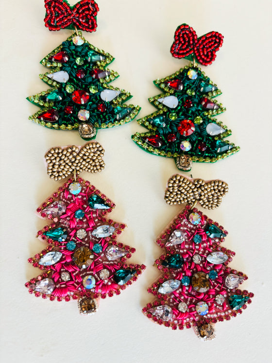 Statement Christmas tree earrings