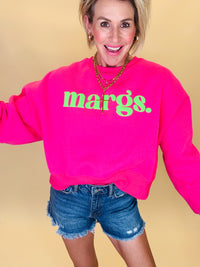 Margs Lime Puff Crop Sweatshirt
