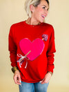 Cross my heart chenille patch pullover