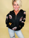 First down sequin football sweatshirt