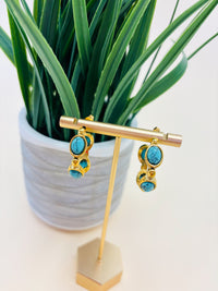 Turquoise stone 18k plated earrings