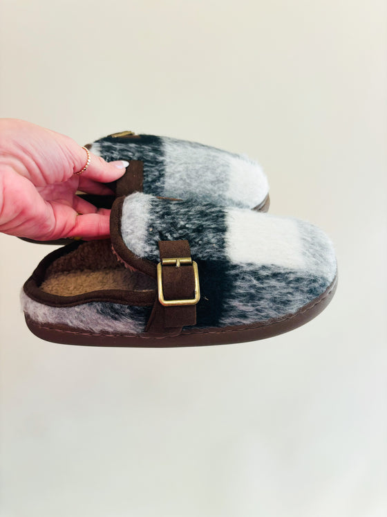 Plaid slide slippers