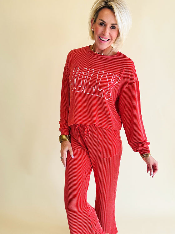 Christmas ribbed pj sets