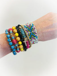 7 set stackable bracelet with charms/ 4 colors