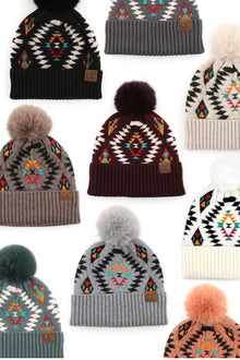  Aztec beanie with pom