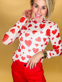Red Hearts mesh top
