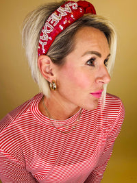 Game day sequin headband- red/white