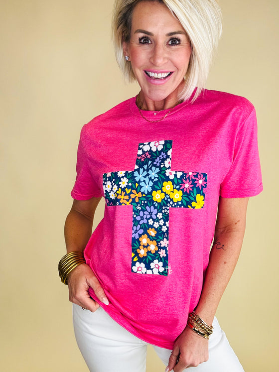 Floral cross tee