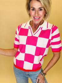 Pink picnic checkered top
