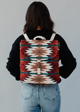 Red/blue aztec backpack