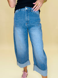 Cuffed and carefree barrel denim