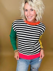  Nikki striped color block sweater