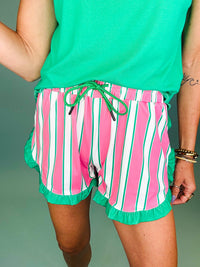 Watermelon stripes ruffle shorts