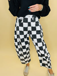 Checkin' into fall checkered pants/ black