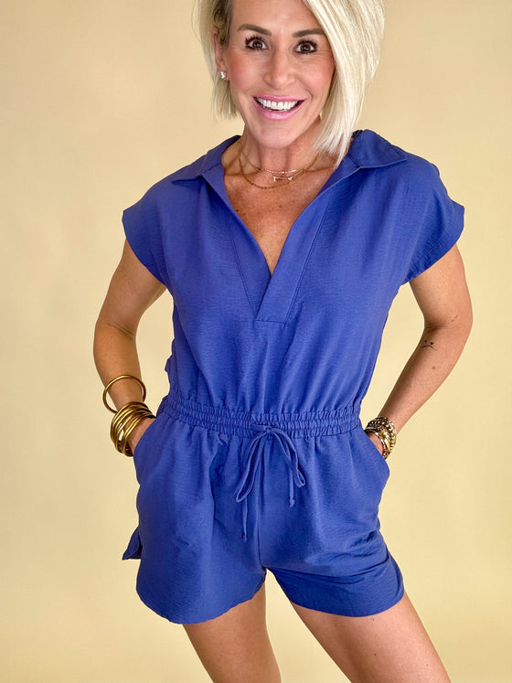 The peony romper blue