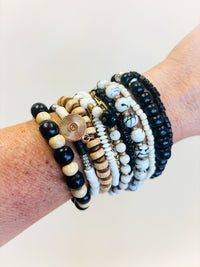 9 strand wooden bead stretch bracelet