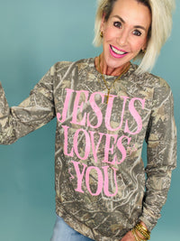 Jesus loves you camo long sleeve tee