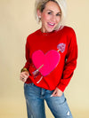 Cross my heart chenille patch pullover