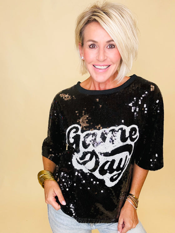 Sequin game day top