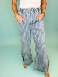 Saltwater stripe cargo denim