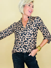 Roam free leopard top