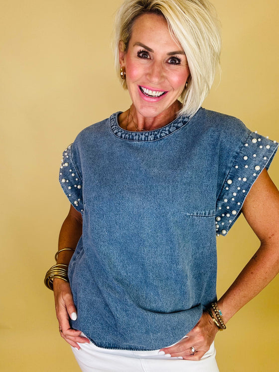 Firework fling denim top