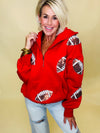 First down sequin football sweatshirt