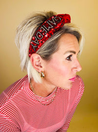 Game day sequin headband- red/ black