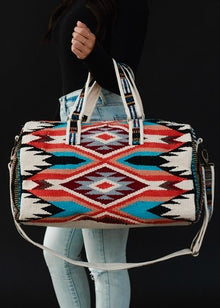  Red/ blue aztec duffel