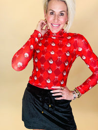 Santa's signature bow mesh top